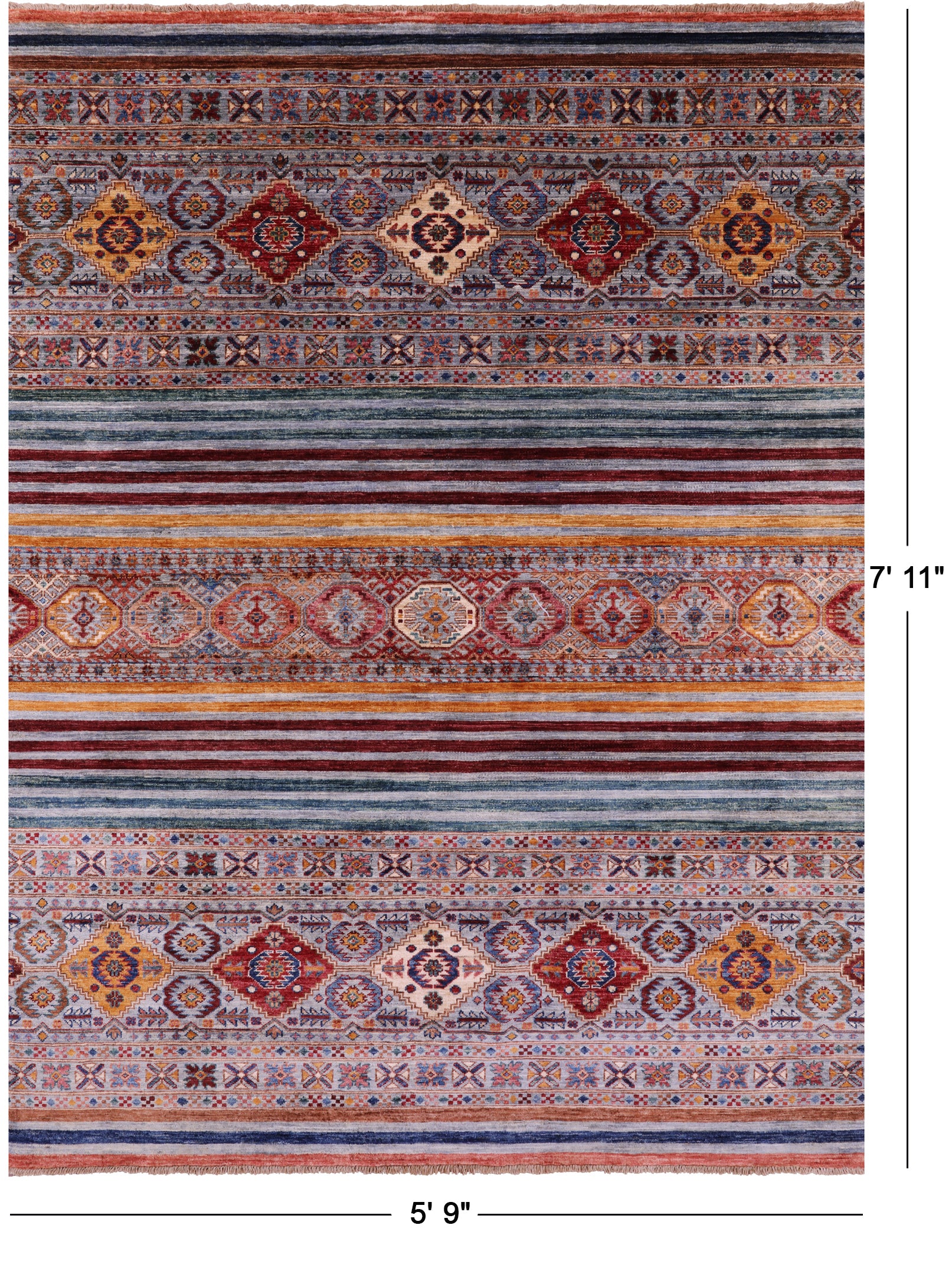 Khorjin Persian Gabbeh Hand Knotted Wool Rug - 5' 9" X 7' 11" - Golden Nile