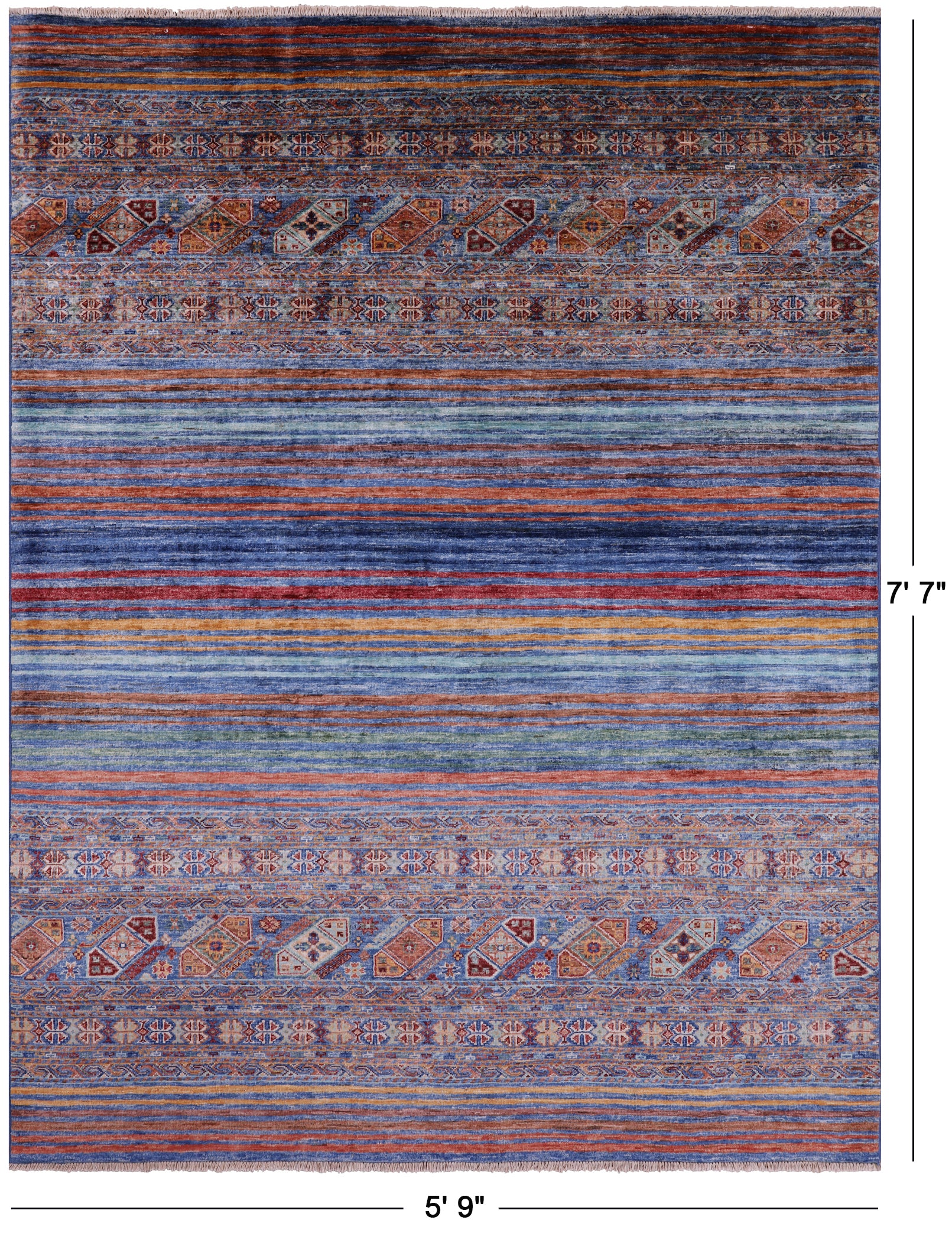 Khorjin Persian Gabbeh Hand Knotted Wool Rug - 5' 9" X 7' 7" - Golden Nile