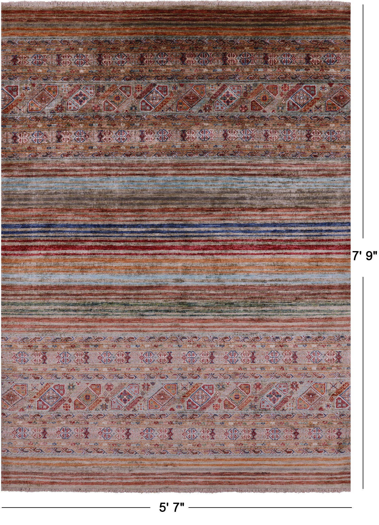 Khorjin Persian Gabbeh Hand Knotted Wool Rug - 5' 7" X 7' 9" - Golden Nile