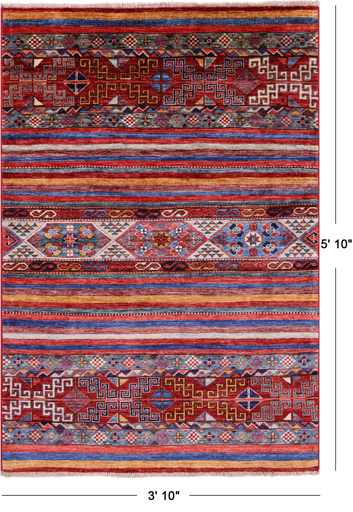Khorjin Persian Gabbeh Hand Knotted Wool Rug - 3' 10" X 5' 10" - Golden Nile