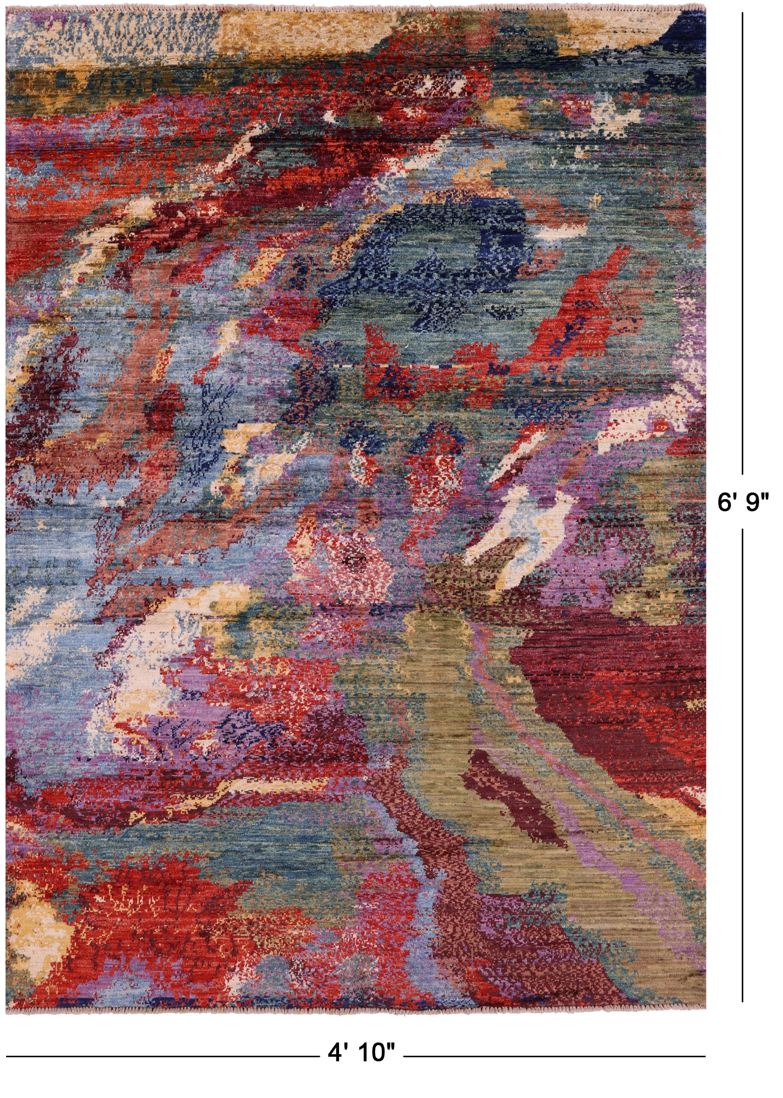 Abstract Contemporary Handmade Wool Rug - 4' 10" X 6' 9" - Golden Nile