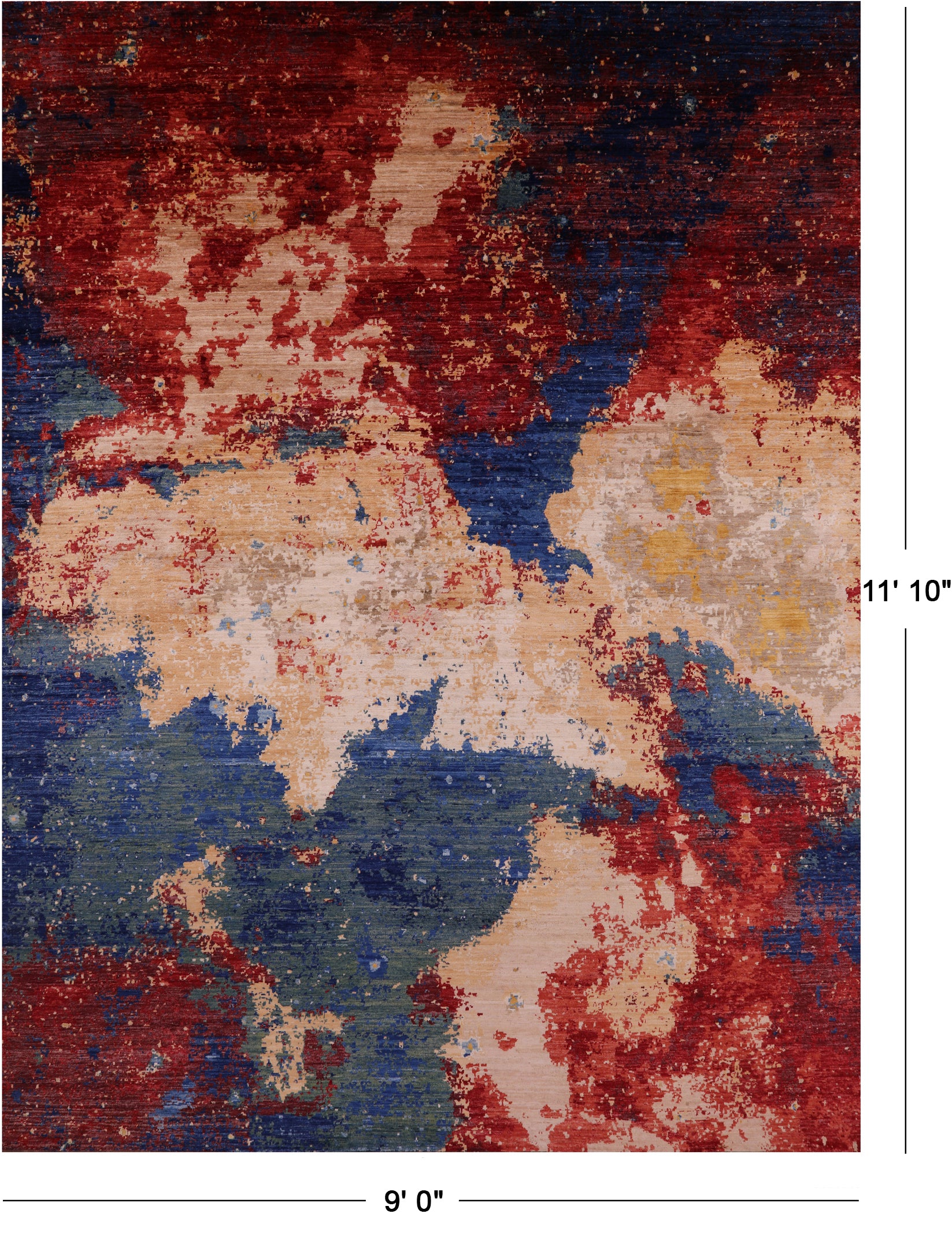 Abstract Contemporary Hand Knotted Wool Rug - 9' 0" X 11' 10" - Golden Nile