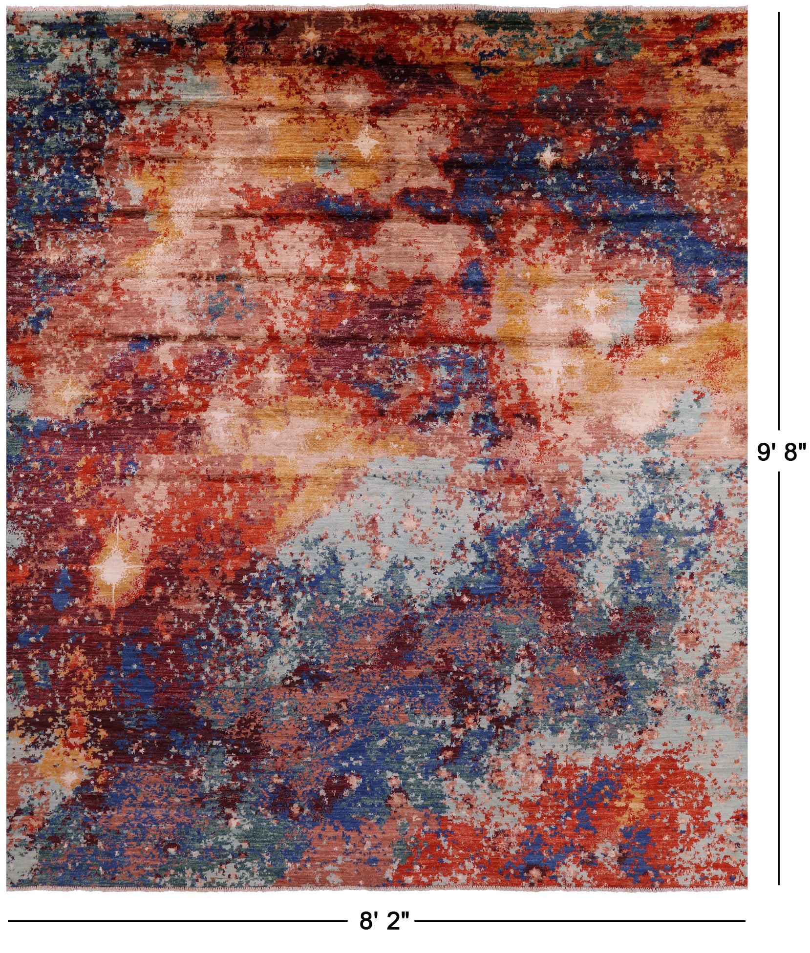 Abstract Contemporary Hand Knotted Wool Rug - 8' 2" X 9' 8" - Golden Nile