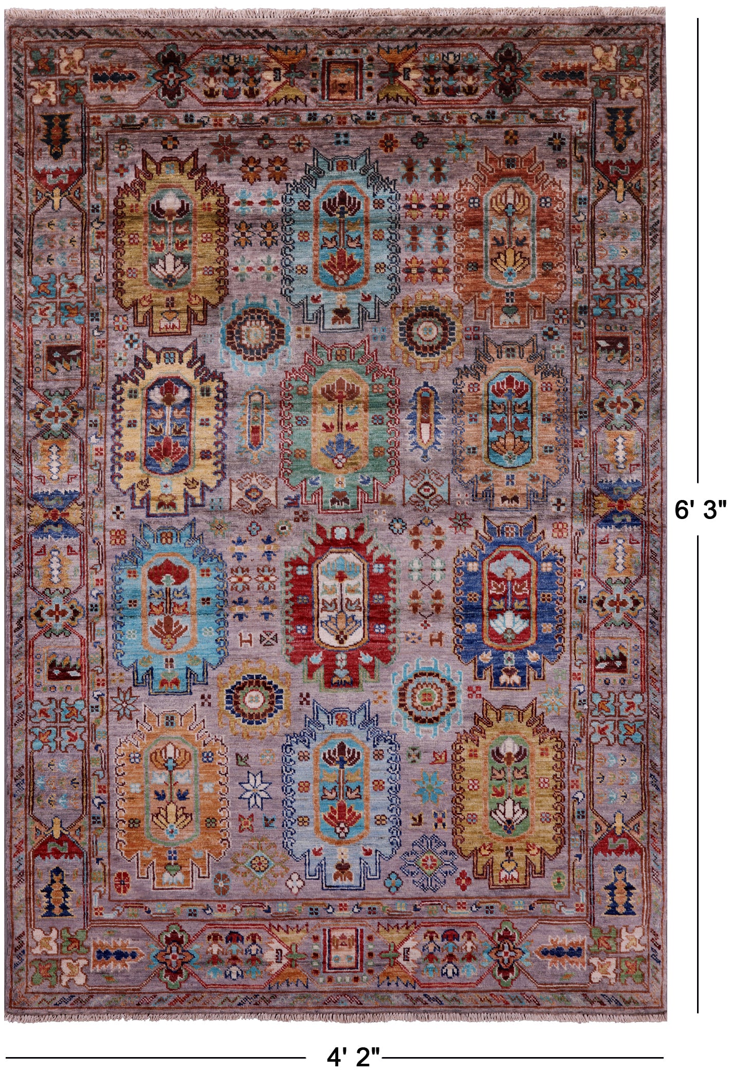 Turkmen Ersari Hand Knotted Wool Rug - 4' 2" X 6' 3" - Golden Nile