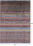 Khorjin Persian Gabbeh Hand Knotted Wool Rug - 6' 7" X 9' 4" - Golden Nile