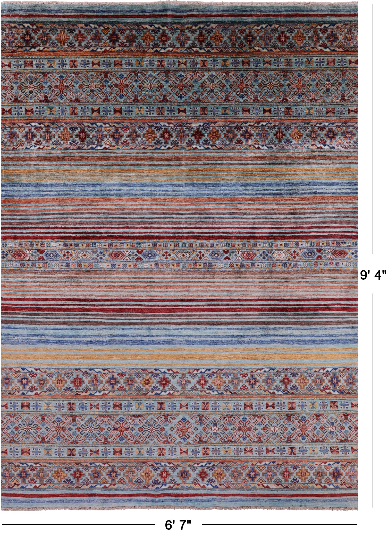 Khorjin Persian Gabbeh Hand Knotted Wool Rug - 6' 7" X 9' 4" - Golden Nile
