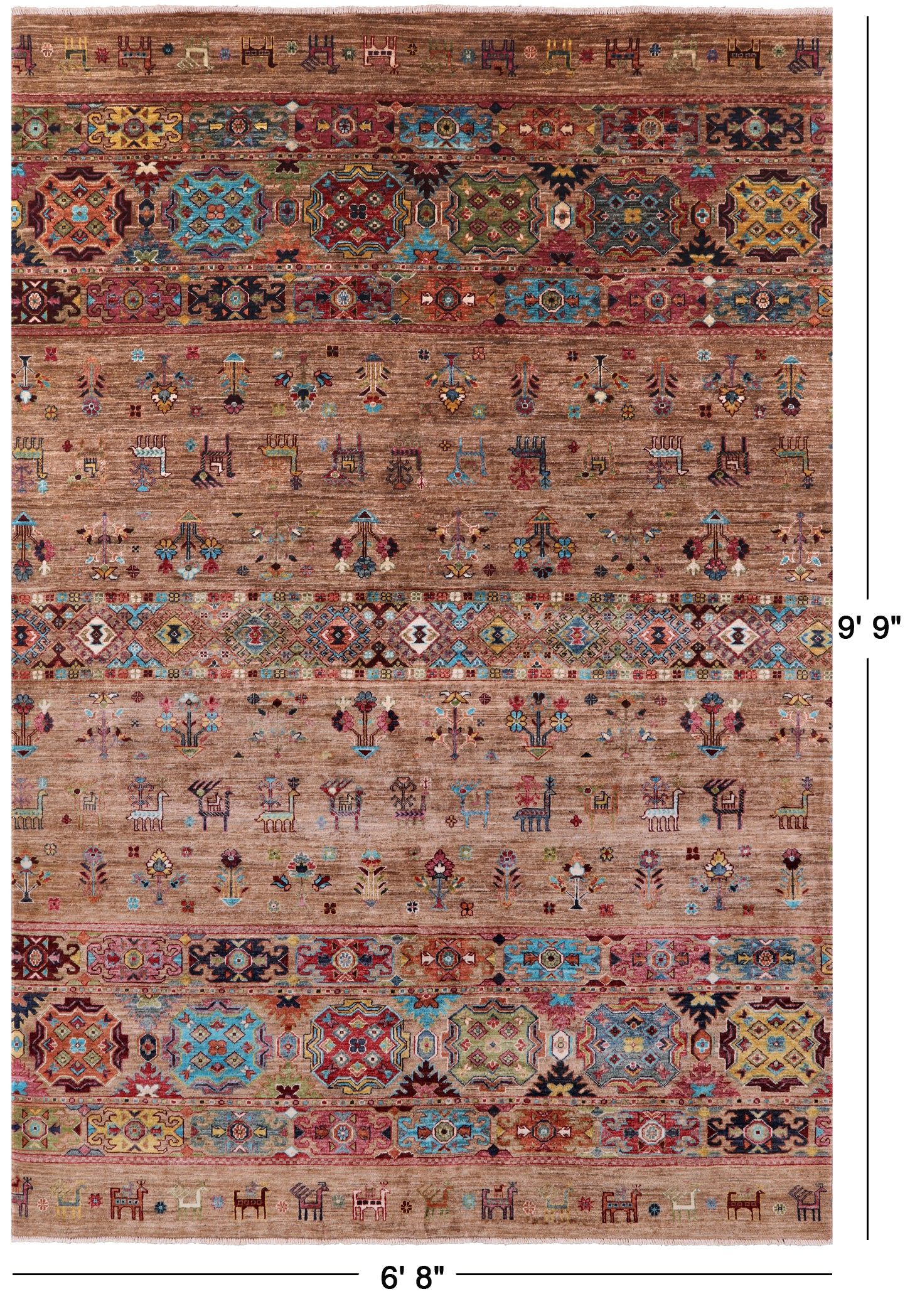 Tribal Persian Gabbeh Hand Knotted Wool Rug - 6' 8" X 9' 9" - Golden Nile