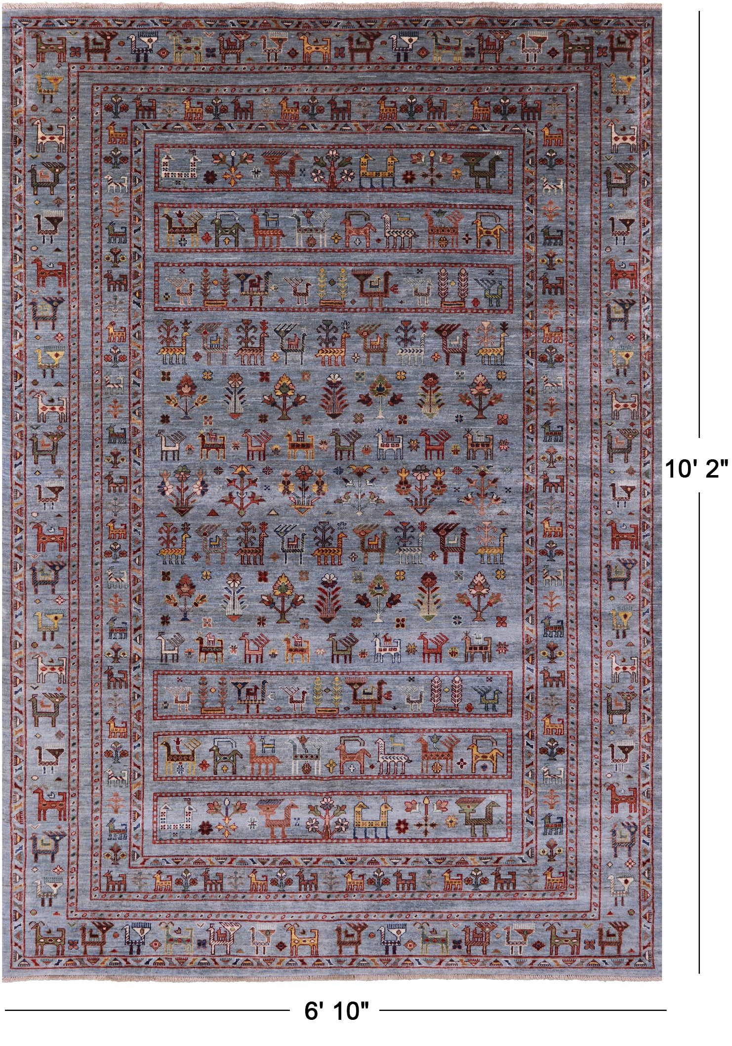 Persian Gabbeh Tribal Hand Knotted Wool Rug - 6' 10" X 10' 2" - Golden Nile