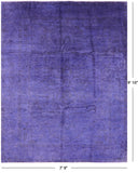 Purple Full Pile Overdyed Hand Knotted Wool Area Rug - 7' 9" X 9' 10" - Golden Nile