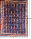 Blue Persian Fine Serapi Handmade Wool Rug - 9' 2" X 12' 1" - Golden Nile