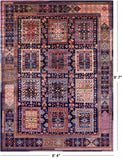Blue Persian Fine Serapi Handmade Wool Rug - 6' 4" X 8' 7" - Golden Nile