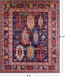 Blue Persian Fine Serapi Hand Knotted Wool Rug - 8' 0" X 9' 11" - Golden Nile