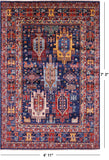 Blue Persian Fine Serapi Hand Knotted Wool Rug - 4' 11" X 7' 3" - Golden Nile