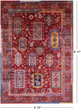 Red Persian Fine Serapi Hand Knotted Wool Rug - 4' 10" X 6' 11" - Golden Nile