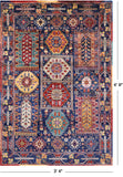 Blue Persian Fine Serapi Hand Knotted Wool Rug - 3' 4" X 4' 9" - Golden Nile