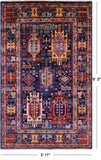 Blue Persian Fine Serapi Hand Knotted Wool Rug - 3' 11" X 6' 3" - Golden Nile