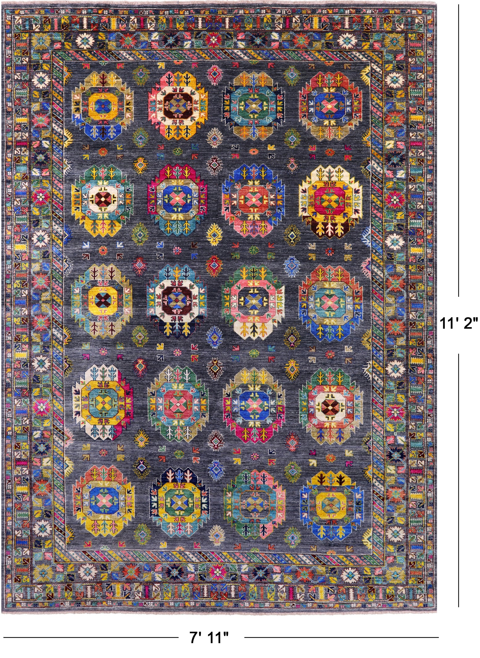 Turkmen Ersari Hand Knotted Wool Rug - 7' 11" X 11' 2" - Golden Nile