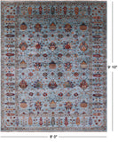 Blue Peshawar Handmade Wool Rug - 8' 0" X 9' 10" - Golden Nile