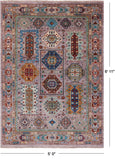 Turkmen Ersari Hand Knotted Wool Rug - 5' 0" X 6' 11" - Golden Nile