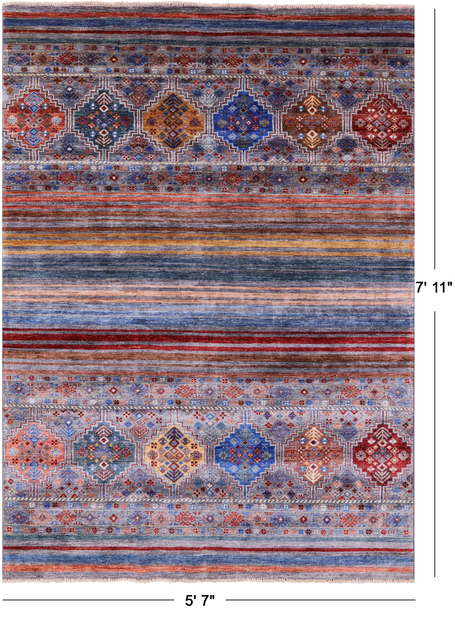 Khorjin Persian Gabbeh Hand Knotted Wool Rug - 5' 7" X 7' 11" - Golden Nile