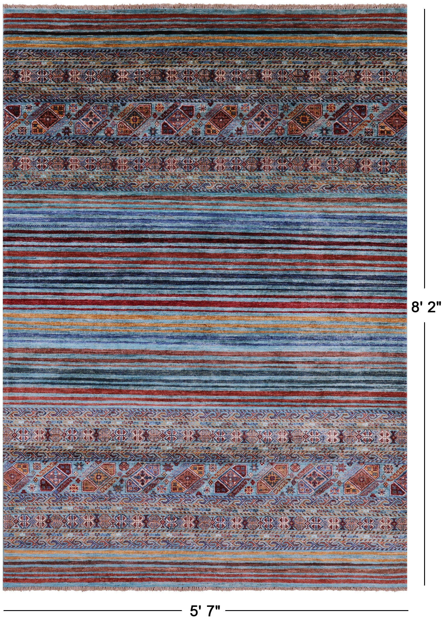 Khorjin Persian Gabbeh Hand Knotted Wool Rug - 5' 7" X 8' 2" - Golden Nile