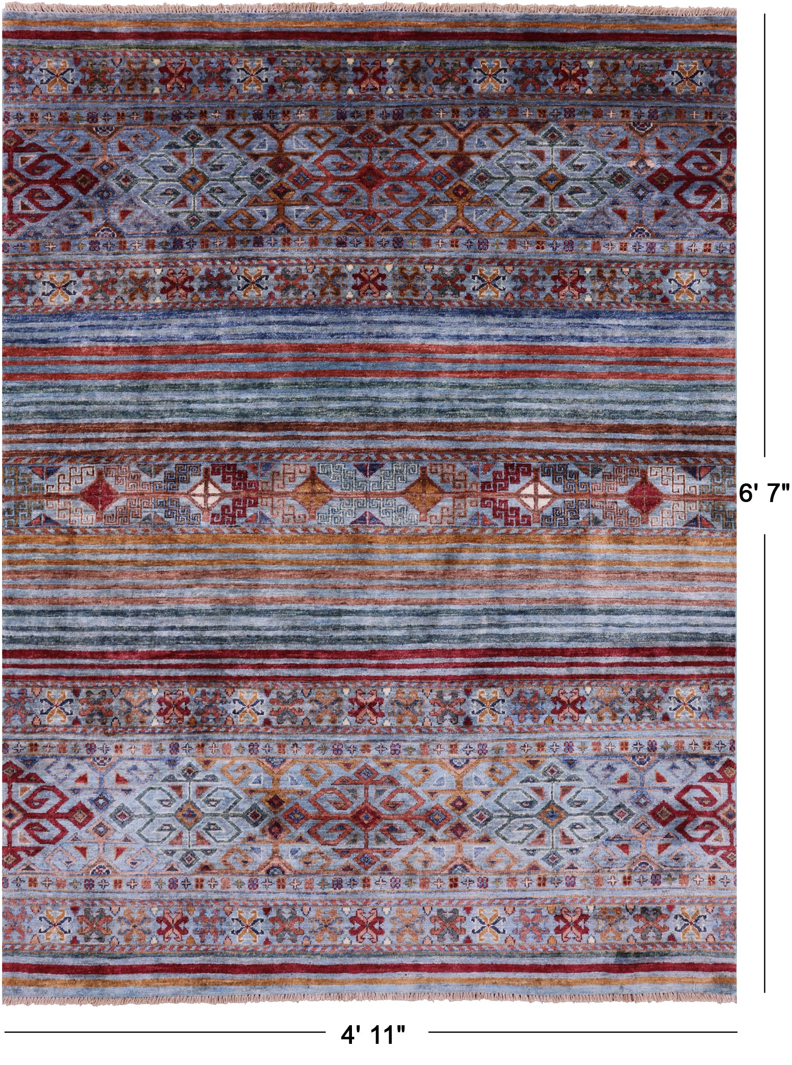 Khorjin Persian Gabbeh Hand Knotted Wool Rug - 4' 11" X 6' 7" - Golden Nile
