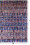 Blue Tribal Persian Gabbeh Handmade Wool Rug - 5' 7" X 8' 2" - Golden Nile