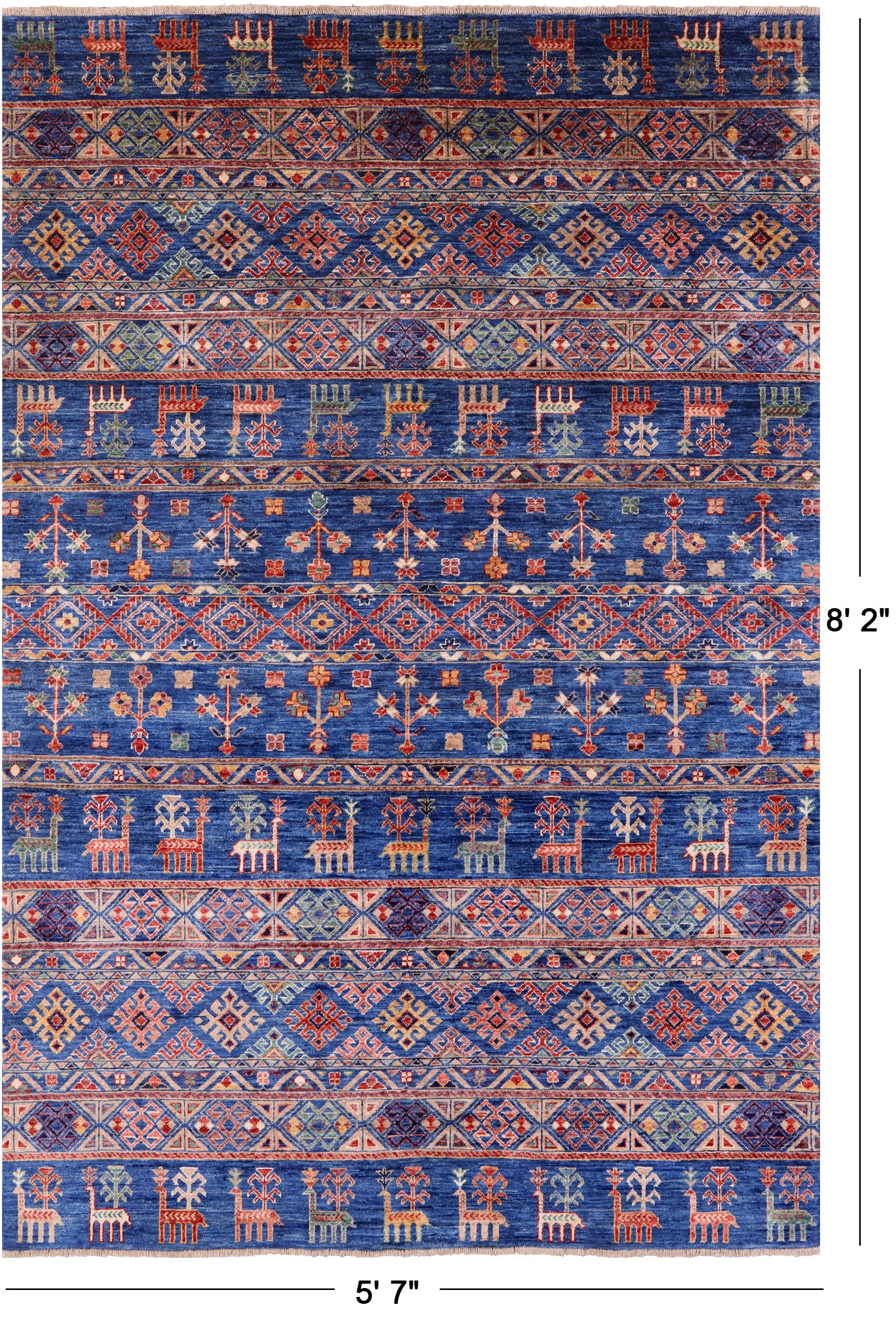 Blue Tribal Persian Gabbeh Handmade Wool Rug - 5' 7" X 8' 2" - Golden Nile