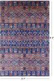 Blue Tribal Persian Gabbeh Handmade Wool Rug - 5' 7" X 8' 2" - Golden Nile