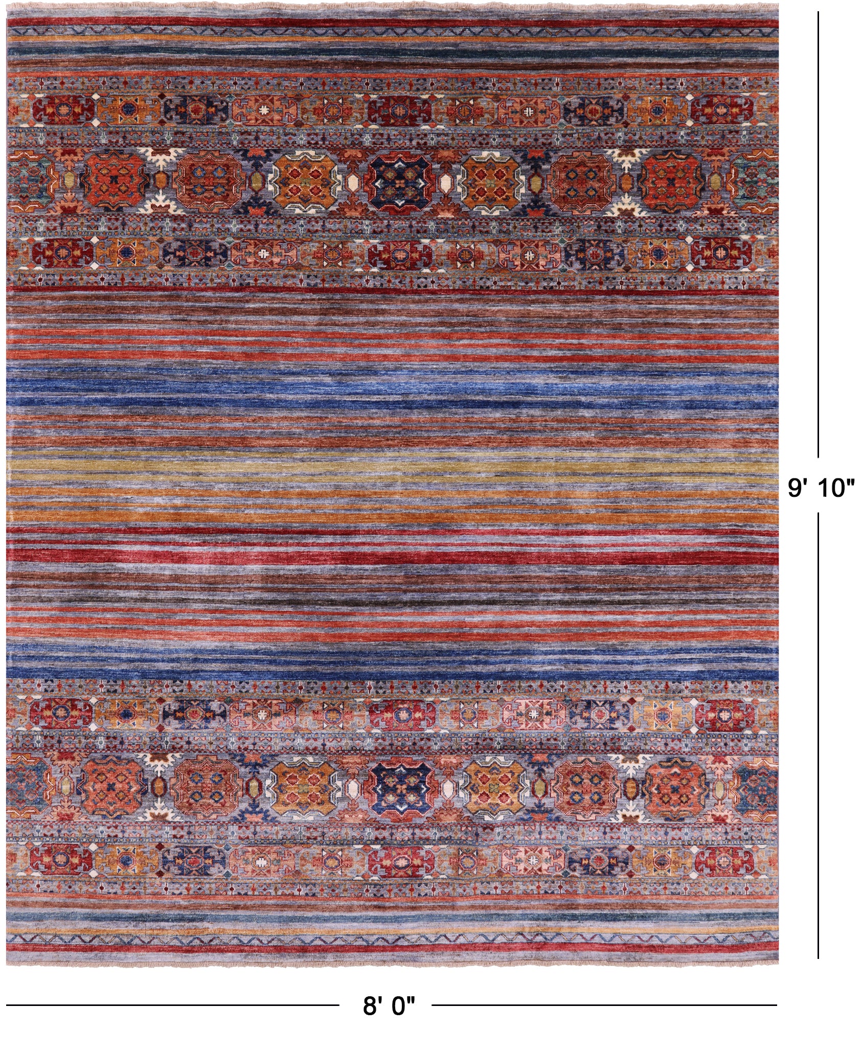 Khorjin Persian Gabbeh Handmade Wool Rug - 8' 0" X 9' 10" - Golden Nile