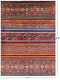 Khorjin Persian Gabbeh Hand Knotted Wool Rug - 6' 7" X 8' 9" - Golden Nile