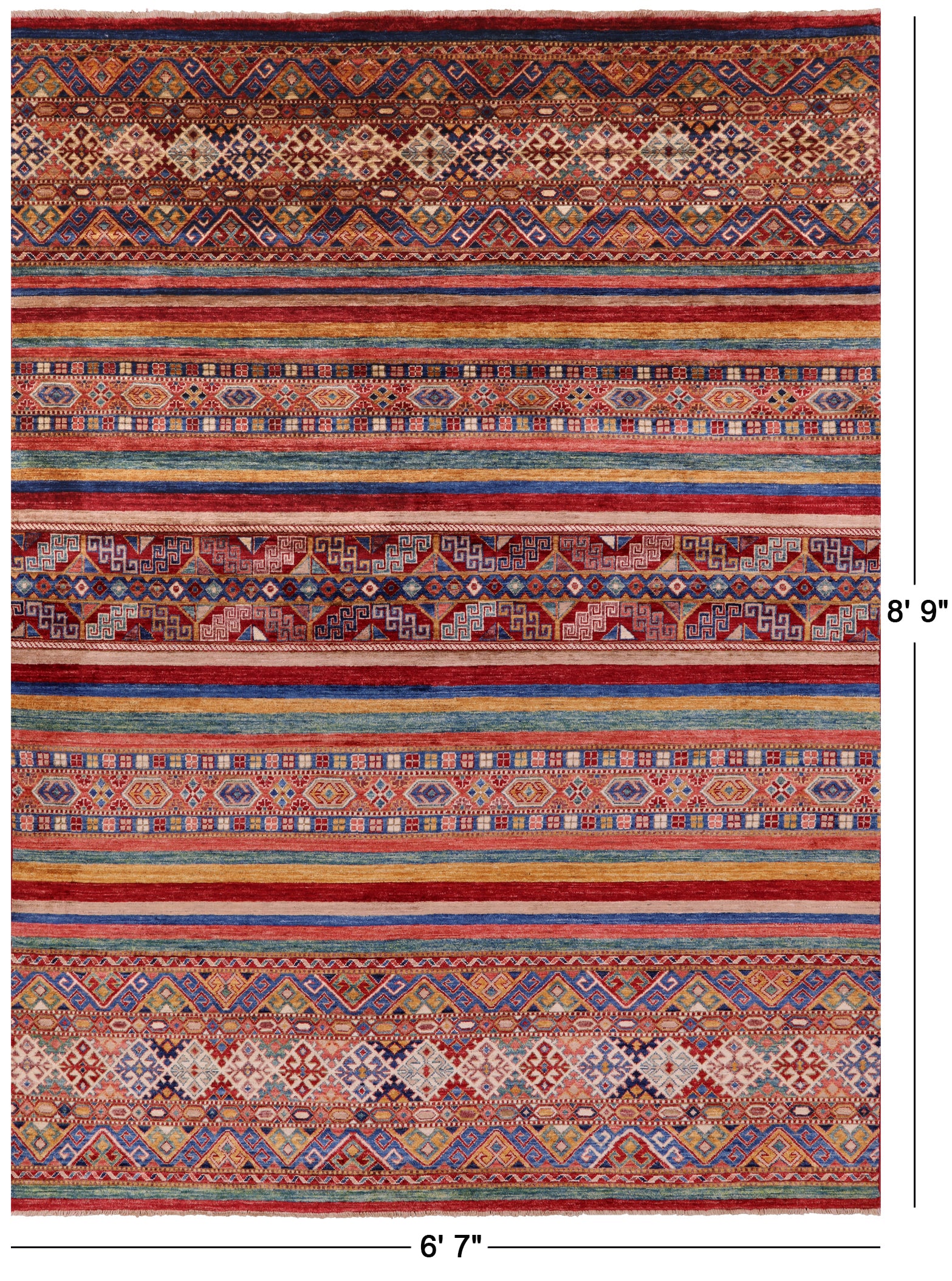 Khorjin Persian Gabbeh Hand Knotted Wool Rug - 6' 7" X 8' 9" - Golden Nile