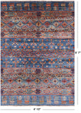 Blue Persian Gabbeh Tribal Hand Knotted Wool Rug - 4' 10" X 6' 7" - Golden Nile