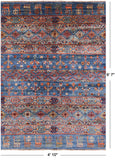 Blue Persian Gabbeh Tribal Hand Knotted Wool Rug - 4' 10" X 6' 7" - Golden Nile