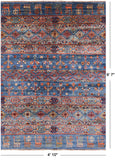 Blue Persian Gabbeh Tribal Hand Knotted Wool Rug - 4' 10" X 6' 7" - Golden Nile