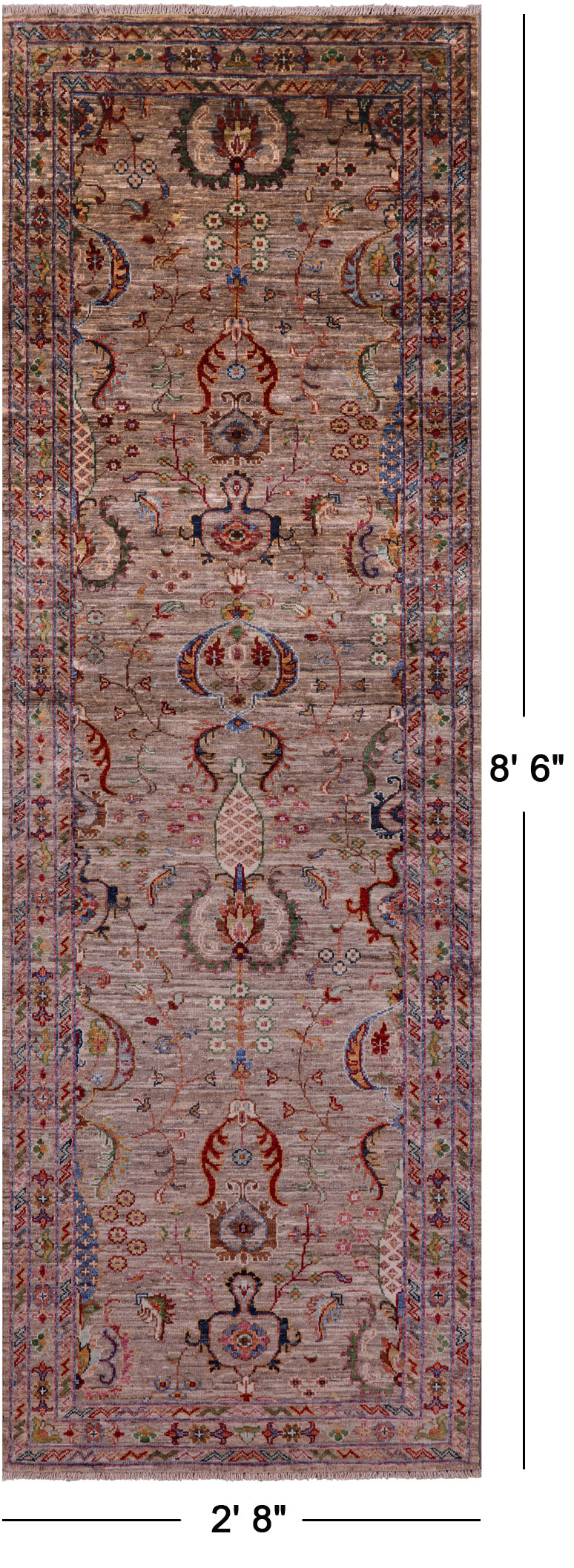 Peshawar Handmade Wool Runner Rug - 2' 8" X 8' 6" - Golden Nile