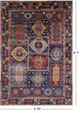 Blue Persian Fine Serapi Hand Knotted Wool Rug - 5' 10" X 8' 7" - Golden Nile