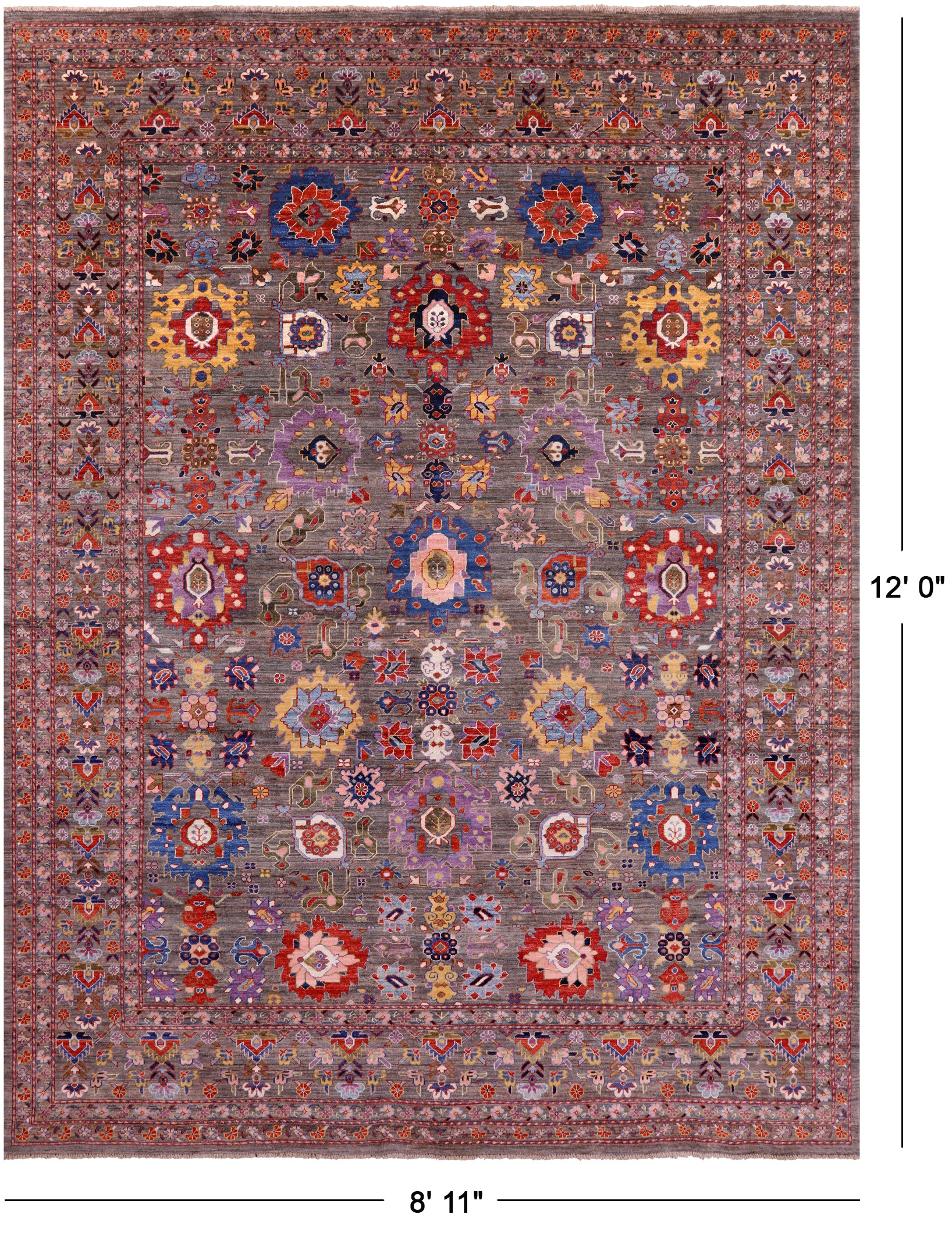 Persian Fine Serapi Hand Knotted Wool Rug - 8' 11" X 12' 0" - Golden Nile