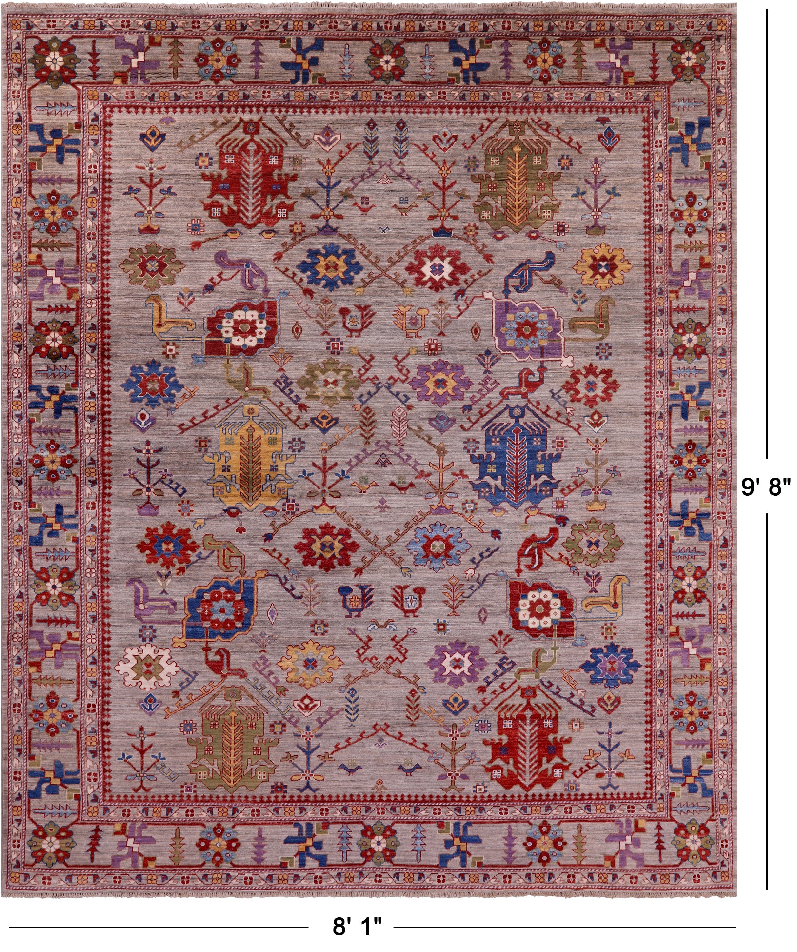 Persian Fine Serapi Hand Knotted Wool Rug - 8' 1" X 9' 8" - Golden Nile