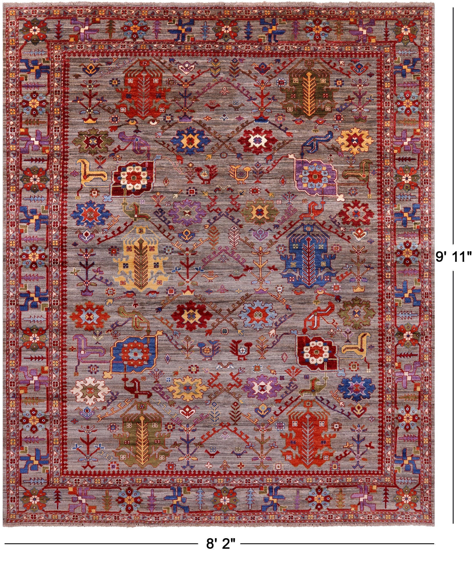 Persian Fine Serapi Hand Knotted Wool Rug - 8' 2" X 9' 11" - Golden Nile