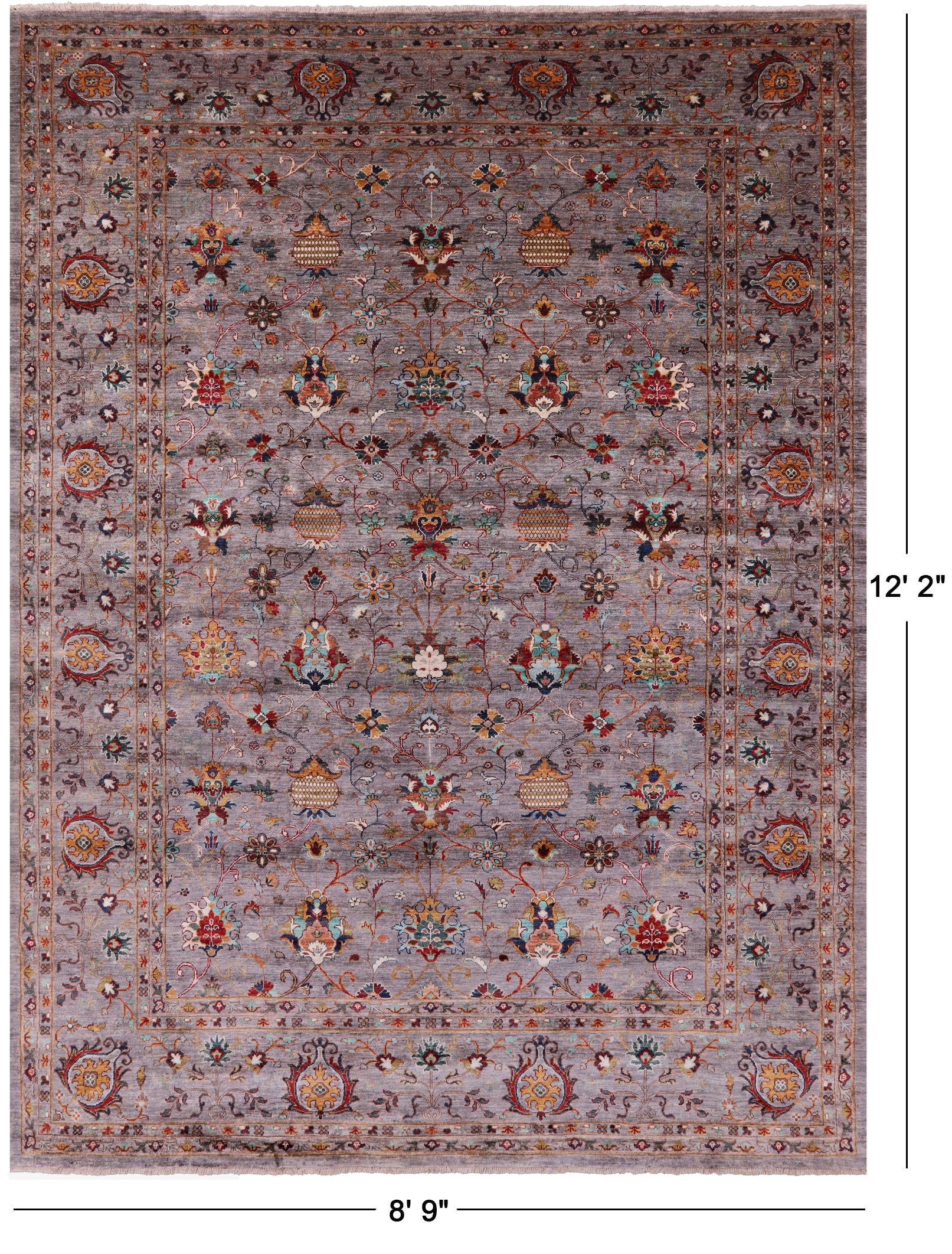 Peshawar Hand Knotted Wool Rug - 8' 9" X 12' 2" - Golden Nile