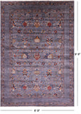 Grey Peshawar Hand Knotted Wool Rug - 6' 9" X 9' 9" - Golden Nile