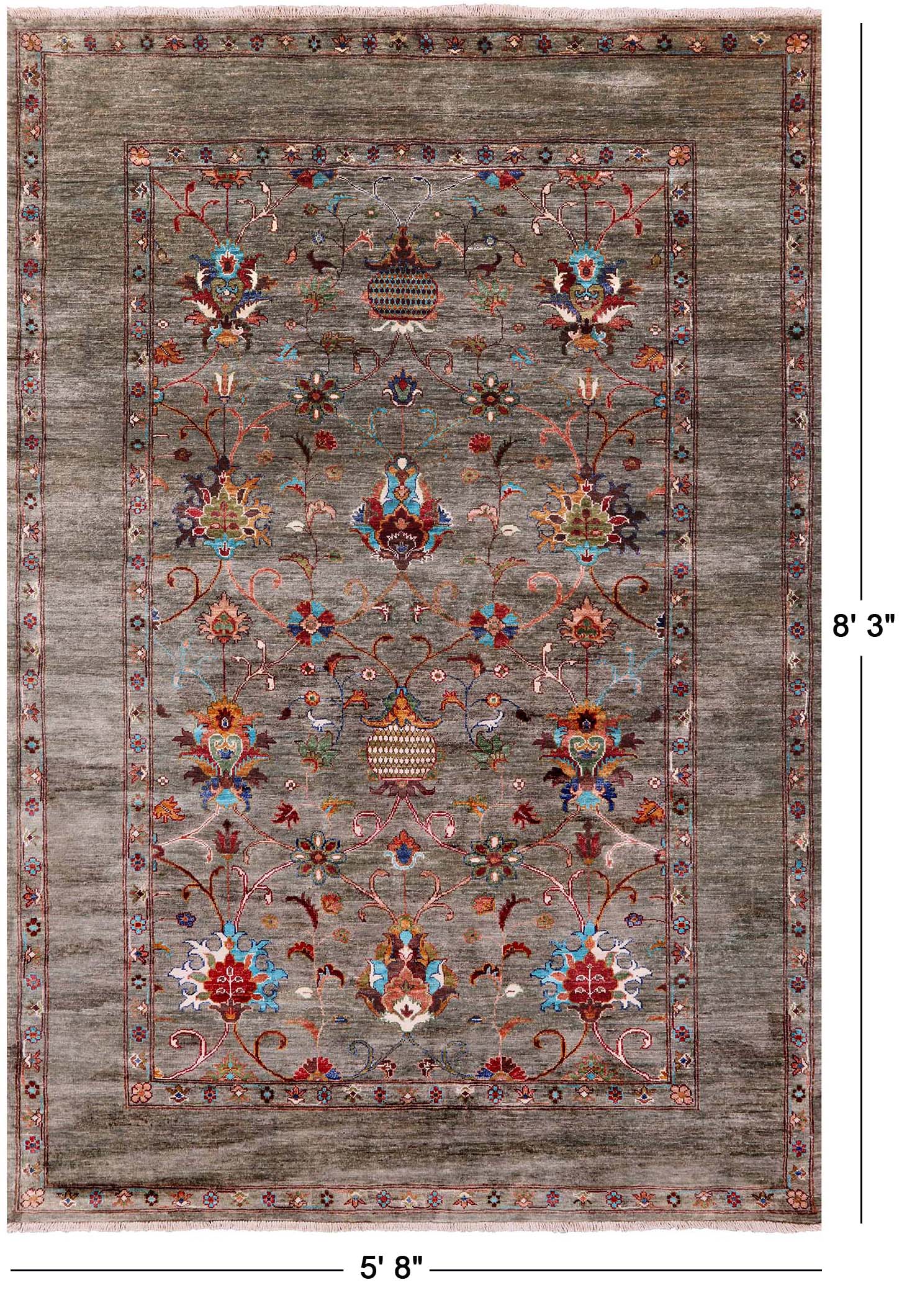 Peshawar Hand Knotted Wool Rug - 5' 8" X 8' 3" - Golden Nile