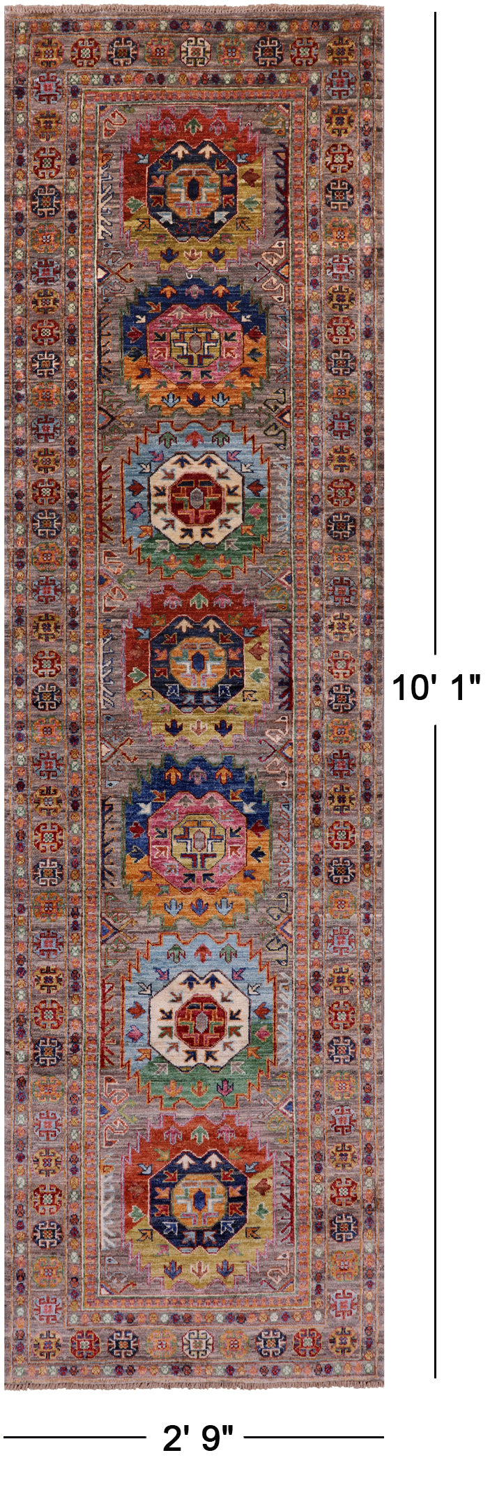 Turkmen Ersari Hand Knotted Wool Runner Rug - 2' 9" X 10' 1" - Golden Nile