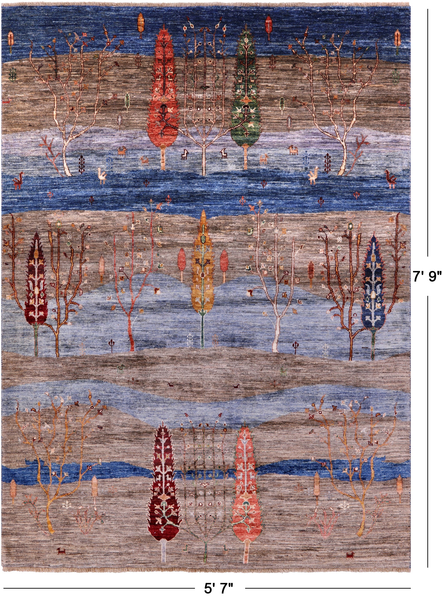 Tribal Persian Gabbeh Hand Knotted Wool Rug - 5' 7" X 7' 9" - Golden Nile