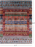 Tribal Persian Gabbeh Hand Knotted Wool Rug - 4' 11" X 6' 6" - Golden Nile