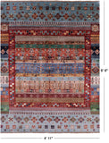 Tribal Persian Gabbeh Hand Knotted Wool Rug - 4' 11" X 6' 6" - Golden Nile