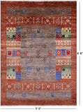 Tribal Persian Gabbeh Hand Knotted Wool Rug - 5' 0" X 6' 8" - Golden Nile