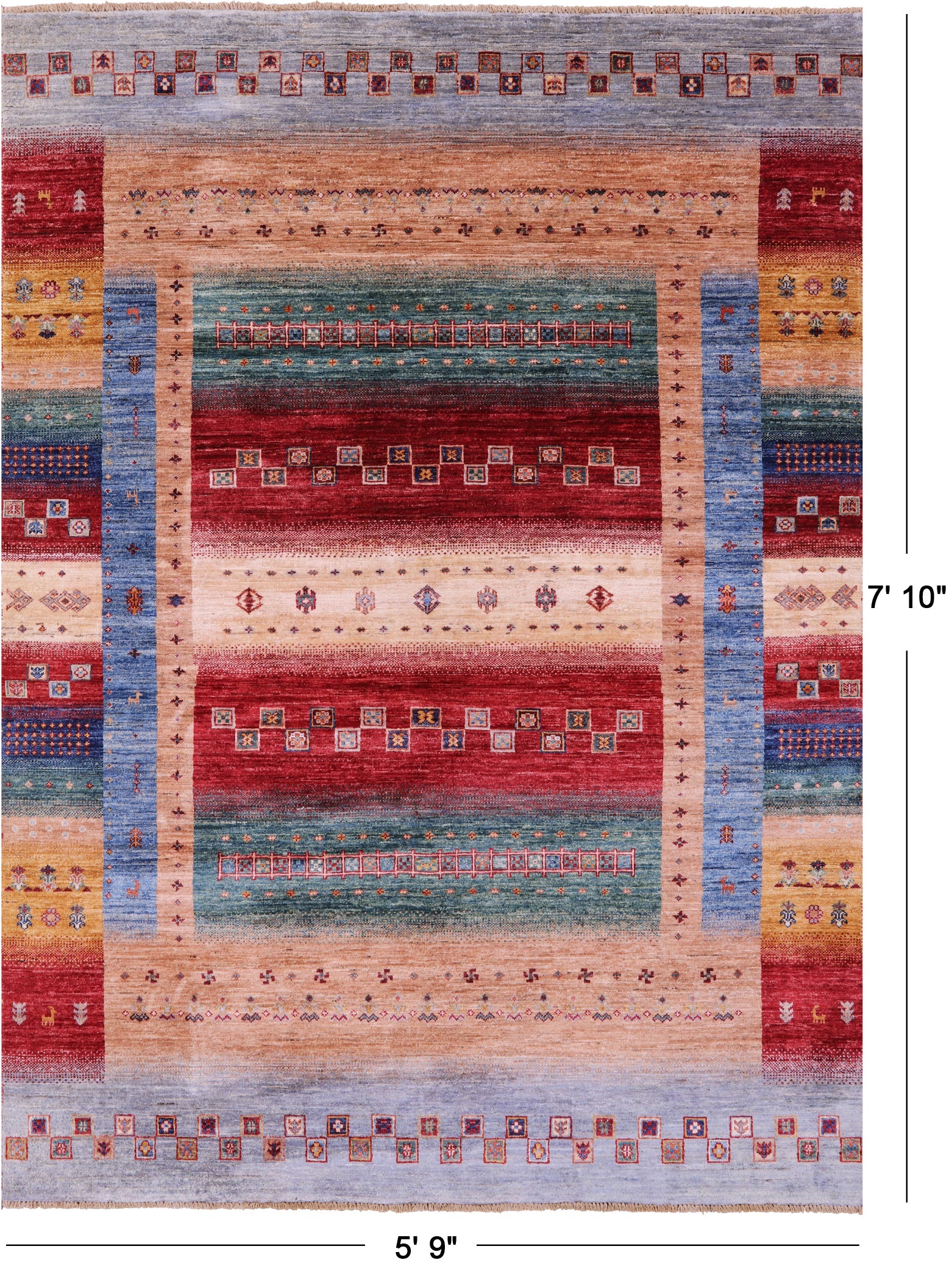 Tribal Persian Gabbeh Handmade Wool Rug - 5' 9" X 7' 10" - Golden Nile