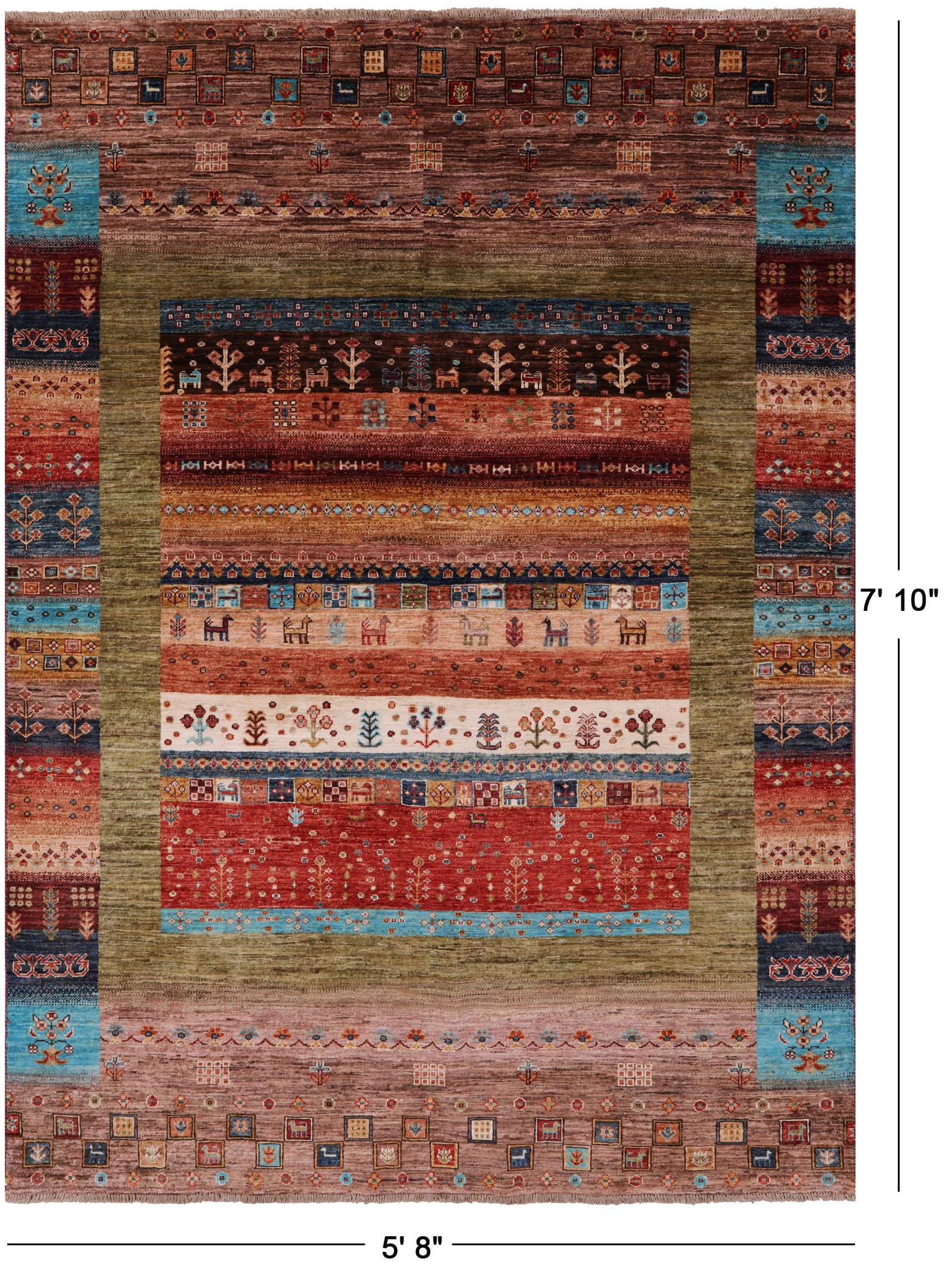 Tribal Persian Gabbeh Hand Knotted Wool Rug - 5' 8" X 7' 10" - Golden Nile